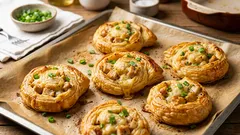 Smördegsrullar med kyckling och ost – frasiga, enkla och klara på 20 minuter