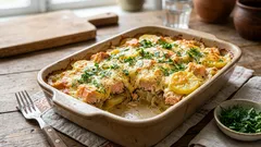 Lax, potatis och en gyllene ostgratinerad yta: en ugnsrätt som alltid lyckas